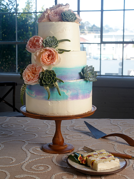 Wedding Cake with Fresh Candy Stripe Figs