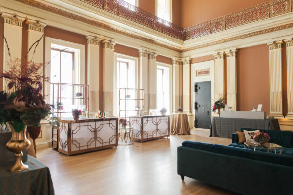 We love how metals and velvet tie into the classic opulence of The San Francisco Mint.