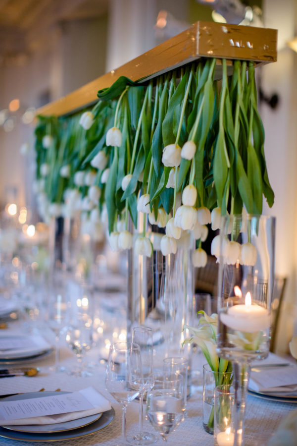 Floral Chandelier with Hanging Tulips